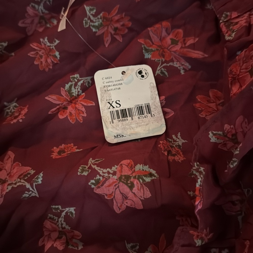 Free People Amanda Ruffle Top Sultry Combo XS $108 - Picture 7 of 8